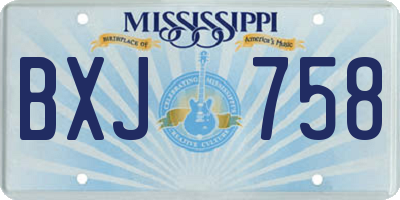 MS license plate BXJ758