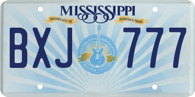 MS license plate BXJ777