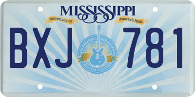 MS license plate BXJ781