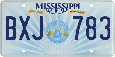 MS license plate BXJ783