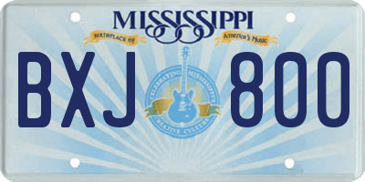 MS license plate BXJ800