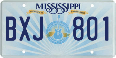 MS license plate BXJ801