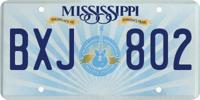 MS license plate BXJ802
