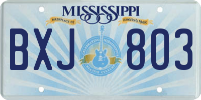 MS license plate BXJ803