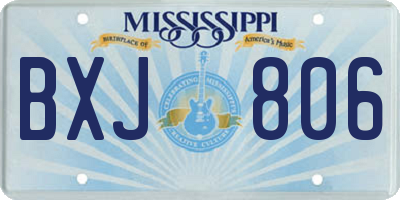 MS license plate BXJ806