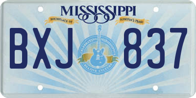 MS license plate BXJ837