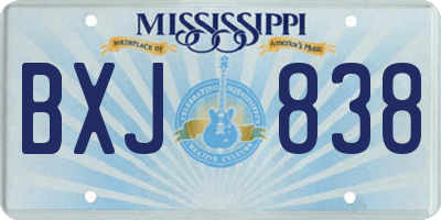 MS license plate BXJ838