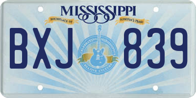MS license plate BXJ839