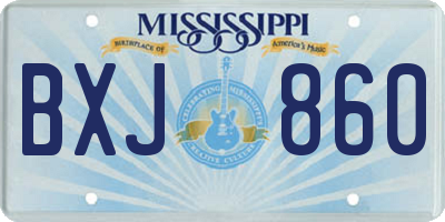 MS license plate BXJ860