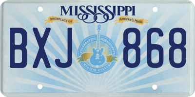 MS license plate BXJ868