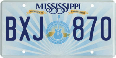 MS license plate BXJ870