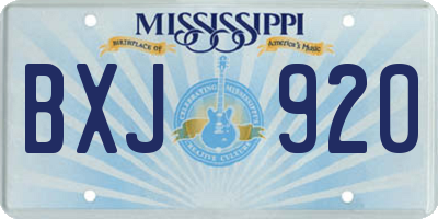 MS license plate BXJ920