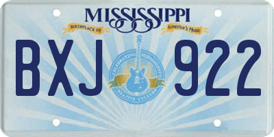 MS license plate BXJ922