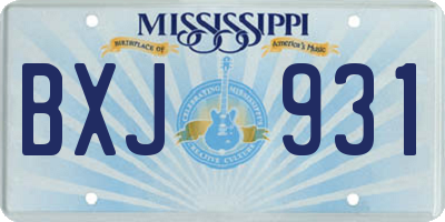 MS license plate BXJ931