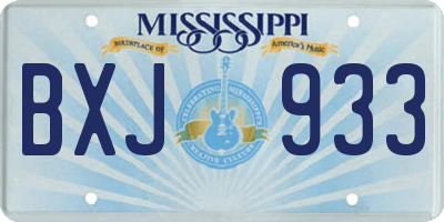 MS license plate BXJ933