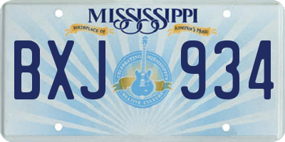 MS license plate BXJ934