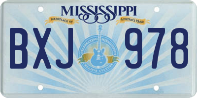 MS license plate BXJ978