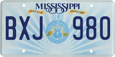 MS license plate BXJ980