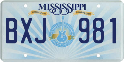MS license plate BXJ981
