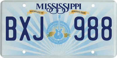 MS license plate BXJ988