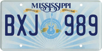 MS license plate BXJ989