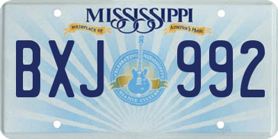 MS license plate BXJ992