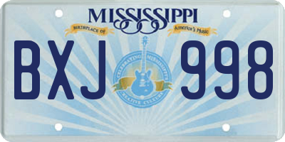 MS license plate BXJ998