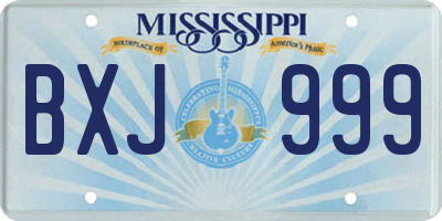 MS license plate BXJ999