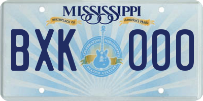 MS license plate BXK000
