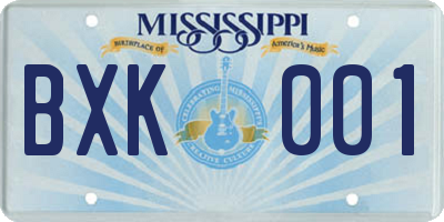 MS license plate BXK001