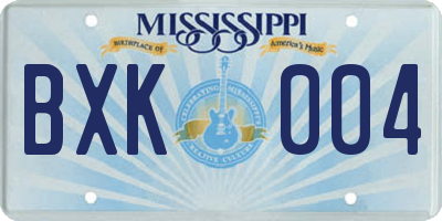 MS license plate BXK004