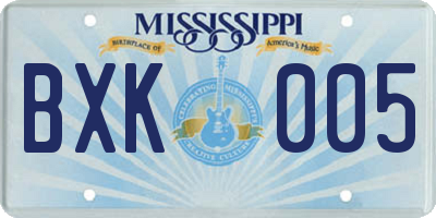 MS license plate BXK005