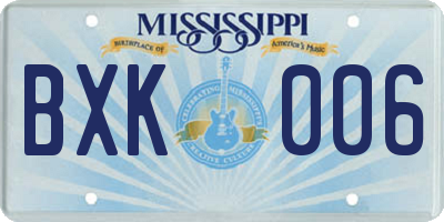 MS license plate BXK006