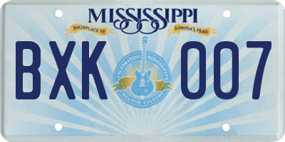 MS license plate BXK007