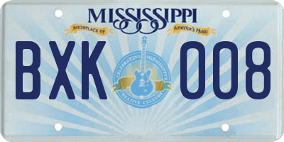 MS license plate BXK008
