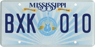 MS license plate BXK010