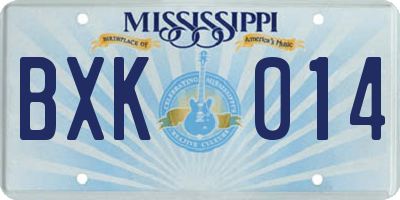 MS license plate BXK014