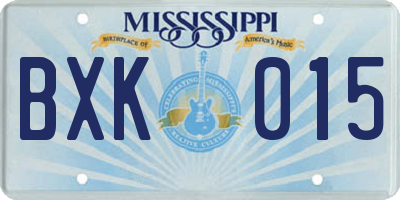 MS license plate BXK015