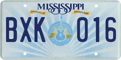 MS license plate BXK016