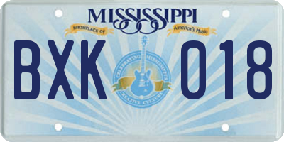 MS license plate BXK018