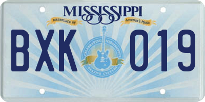 MS license plate BXK019