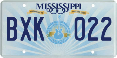 MS license plate BXK022