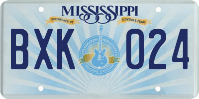 MS license plate BXK024