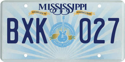 MS license plate BXK027