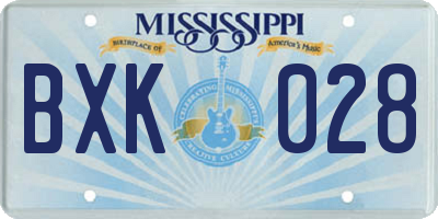 MS license plate BXK028
