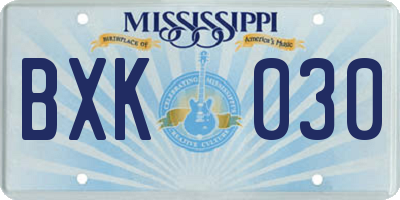 MS license plate BXK030