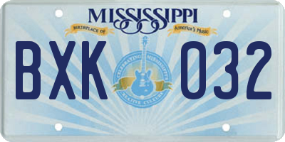 MS license plate BXK032