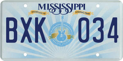 MS license plate BXK034