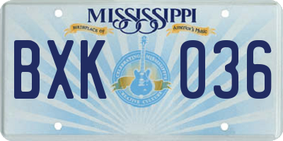 MS license plate BXK036