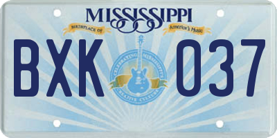 MS license plate BXK037
